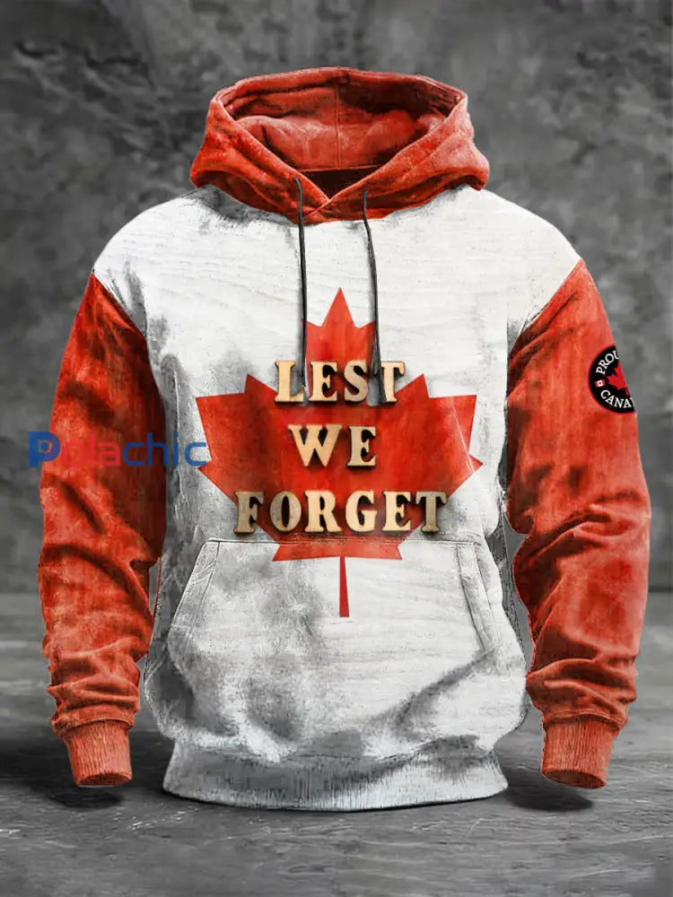 Sweat-shirt à capuche imprimé drapeau canadien pour hommes Blanc / S