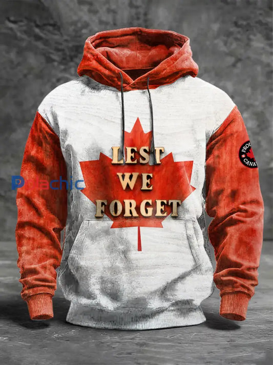 Sweat-shirt à capuche imprimé drapeau canadien pour hommes Blanc / S