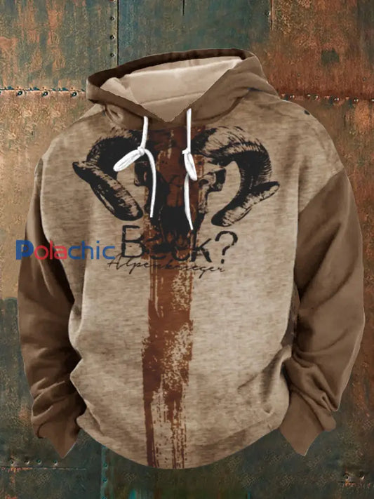 Sweat-shirt à capuche surdimensionné Vintage Deer Hunting pour homme Marron / S