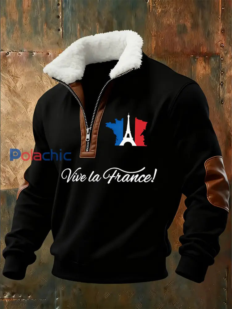 Sweat-shirt à col montant imprimé French Armistice Day pour homme A / S