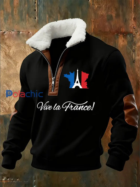 Sweat-shirt à col montant imprimé French Armistice Day pour homme A / S