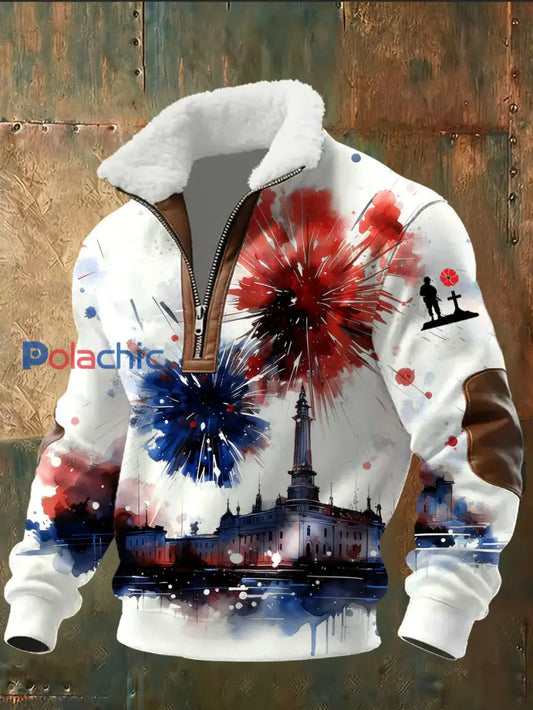 Sweat-shirt à col montant imprimé French Armistice Day pour homme A / S