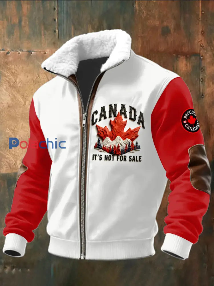 Sweat-shirt à imprimé drapeau canadien pour hommes Blanc / S