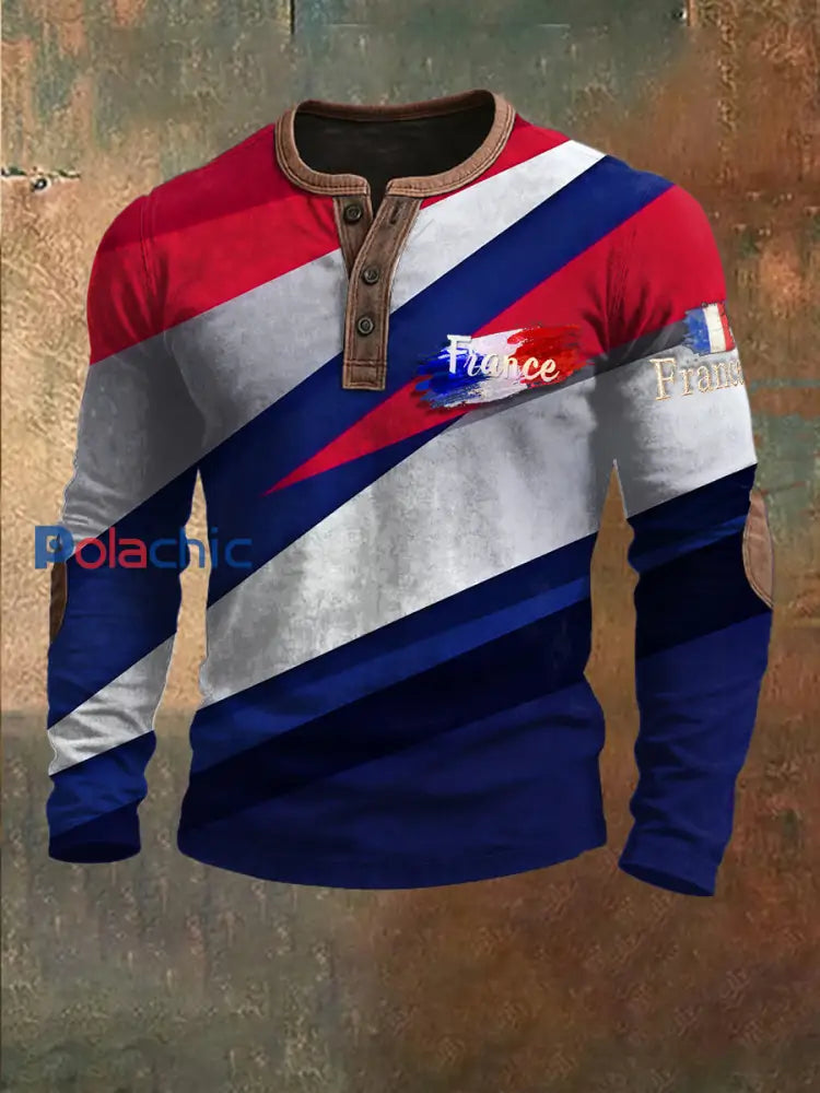 Sweat-shirt à imprimé drapeau français pour hommes Multicolore / S