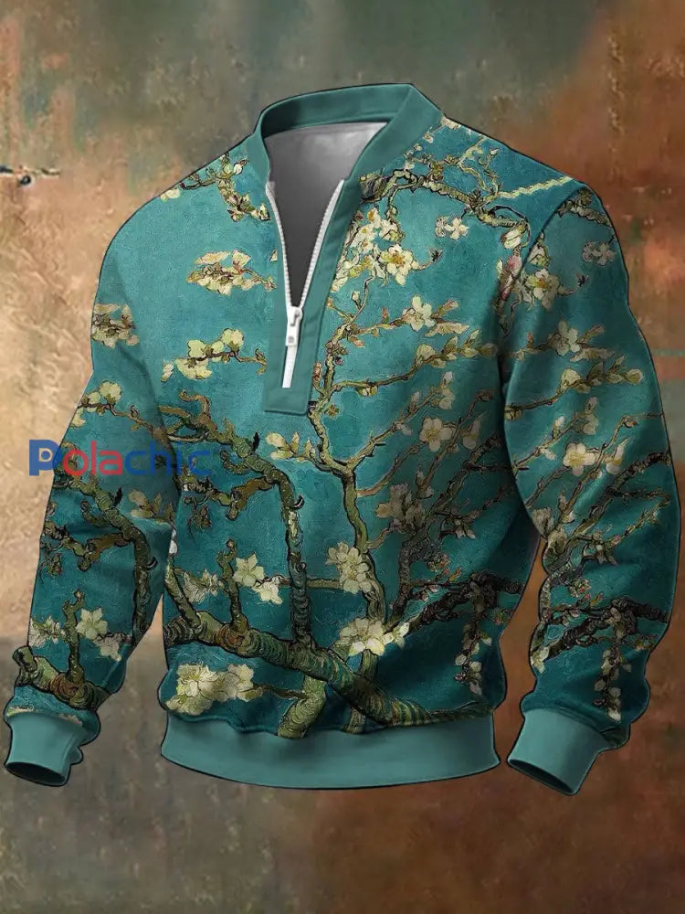 Sweat-shirt à imprimé floral pour hommes peinture à l’huile comme image / S