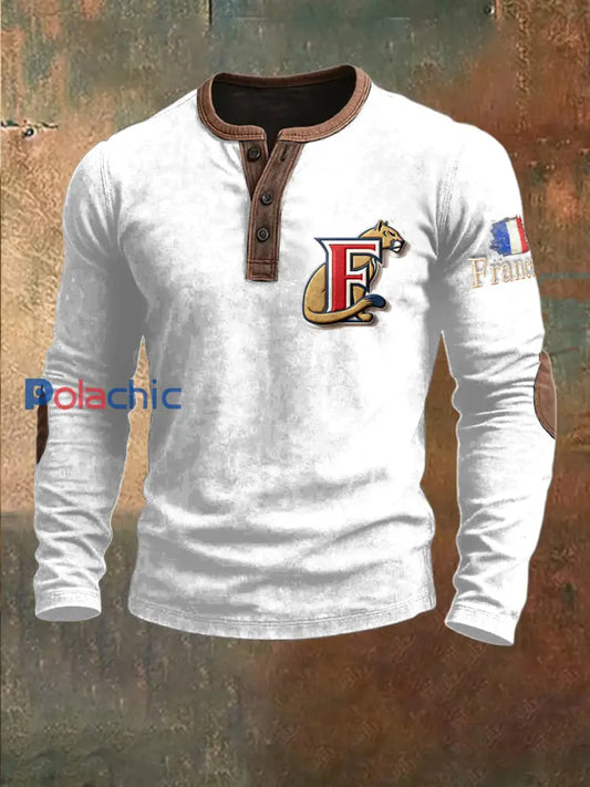 Sweat-shirt à patchwork minimaliste blanc pour homme French Lion Blanc / S
