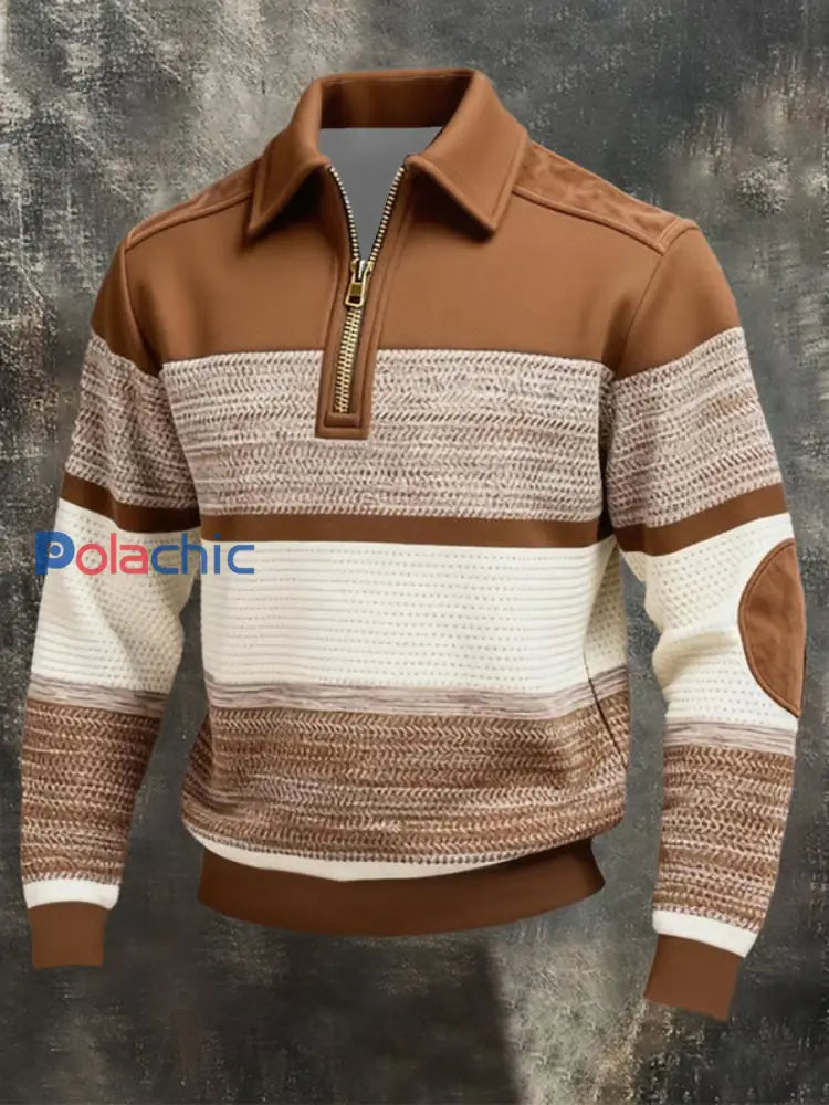 Sweat-shirt à revers en patchwork vintage pour hommes comme image / S