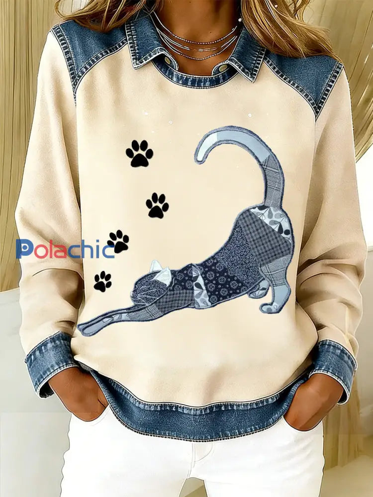 Sweat-shirt chaud en flanelle imprimé animal pour femme A / S