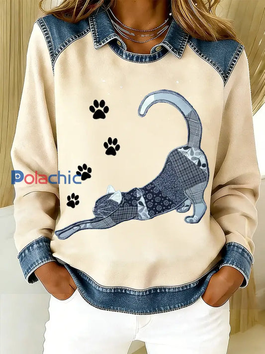 Sweat-shirt chaud en flanelle imprimé animal pour femme A / S