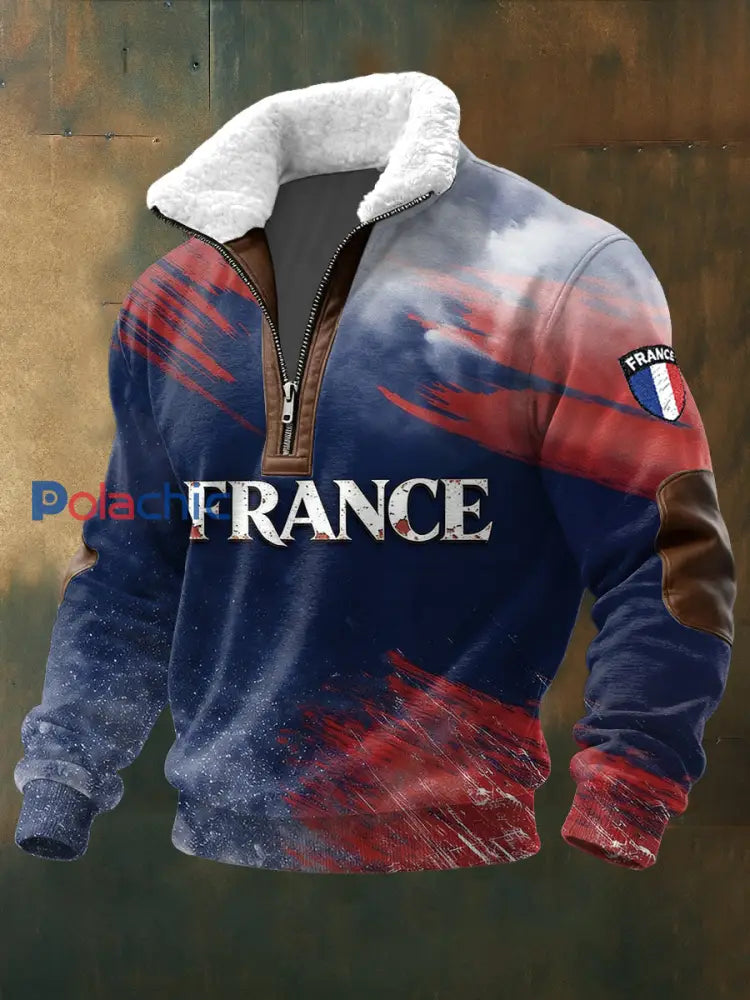 Sweat-shirt col montant imprimé homme français Multicolore / S