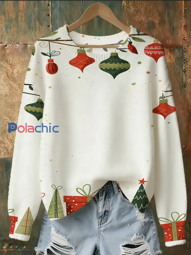 Sweat-shirt commémoratif à imprimé d’art de Noël pour femmes A / S