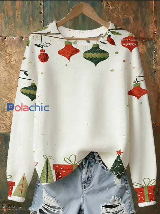 Sweat-shirt commémoratif à imprimé d’art de Noël pour femmes A / S