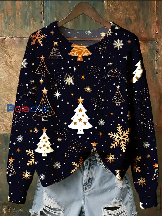Sweat-shirt commémoratif à imprimé d’art de Noël pour femmes A / S