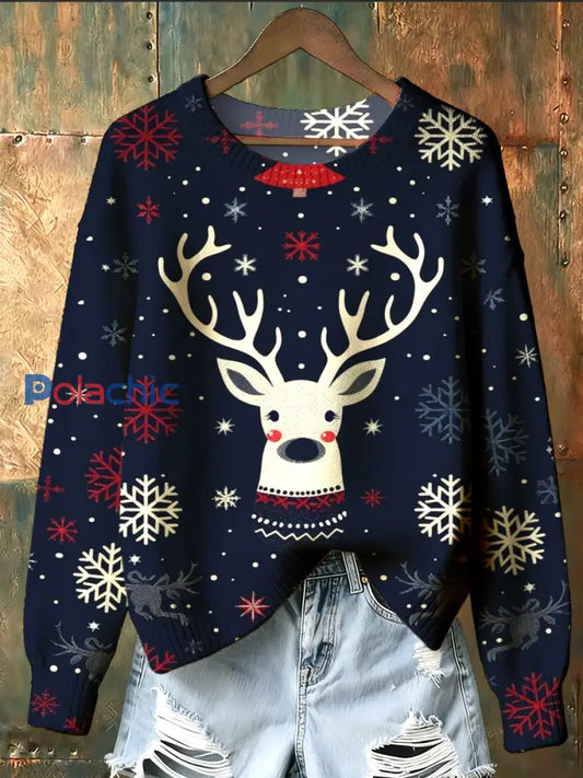 Sweat-shirt commémoratif à imprimé d’art de Noël pour femmes A / S