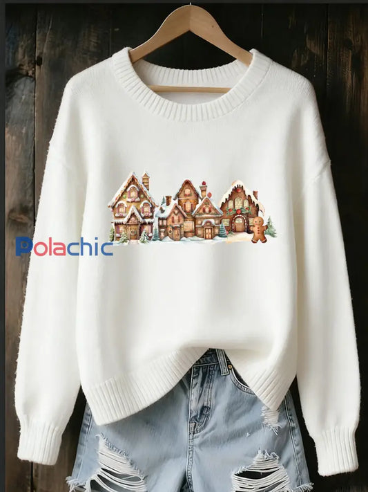 Sweat-shirt commémoratif à imprimé d’art de Noël pour femmes A / S