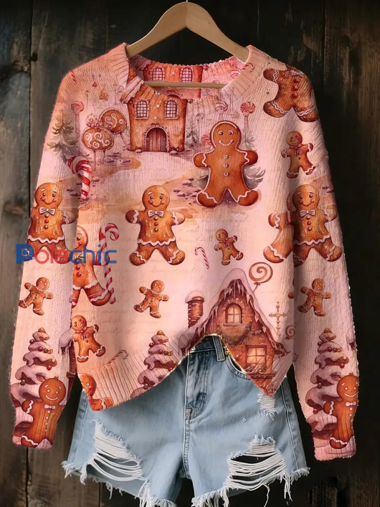 Sweat-shirt commémoratif à imprimé d’art de Noël pour femmes A / S