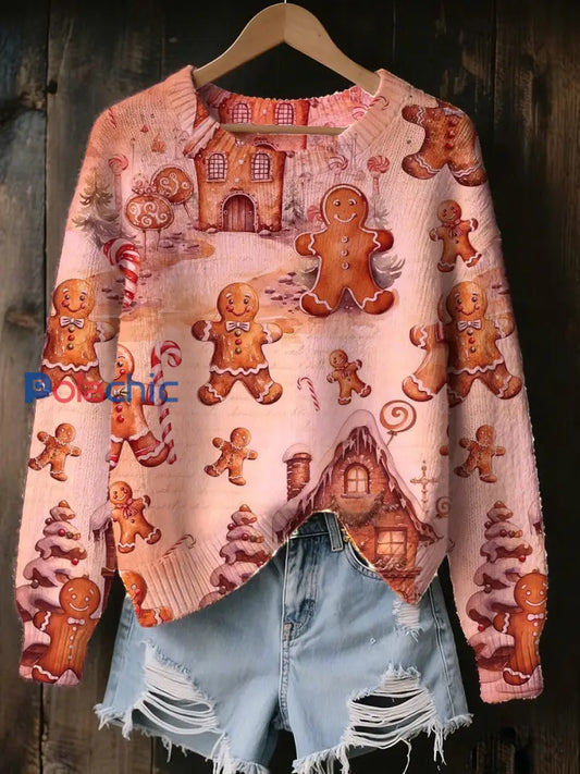 Sweat-shirt commémoratif à imprimé d’art de Noël pour femmes A / S