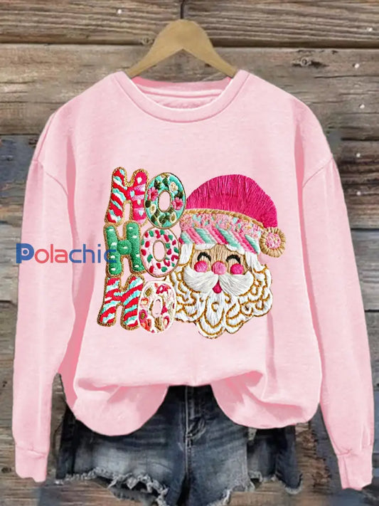 Sweat-shirt DB -HO HO HO Santa Femme Rose / S