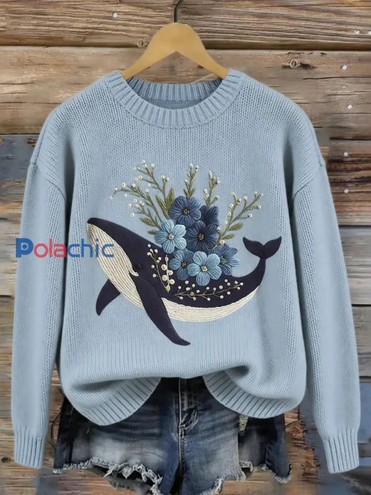 Sweat-shirt décontracté à imprimé animal océan pour femmes comme image / S