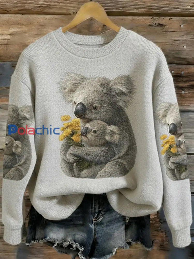 Sweat-shirt décontracté à imprimé koala pour femmes comme image / S