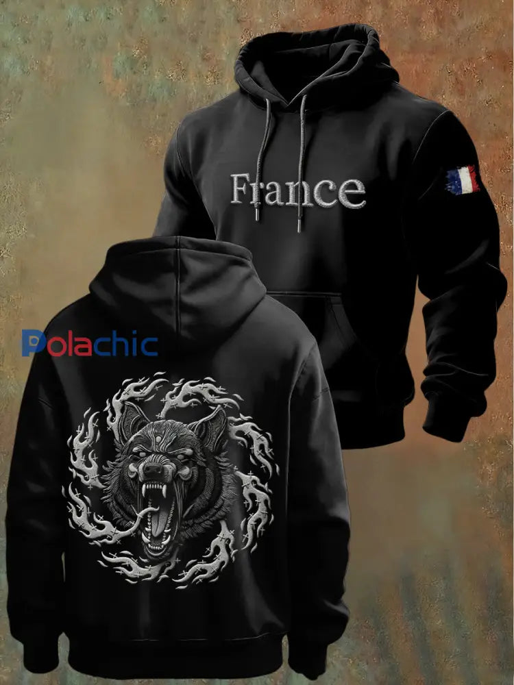 Sweat-shirt décontracté créatif du drapeau français pour hommes Noir / S