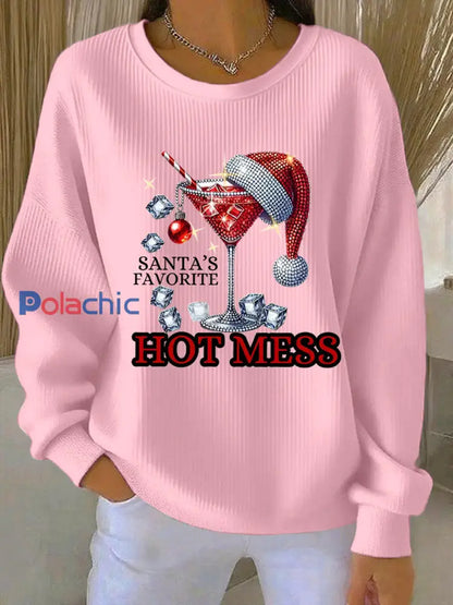 Sweat-shirt décontracté de Noël drôle de Noël des femmes préférées Hot Mess Rose / S