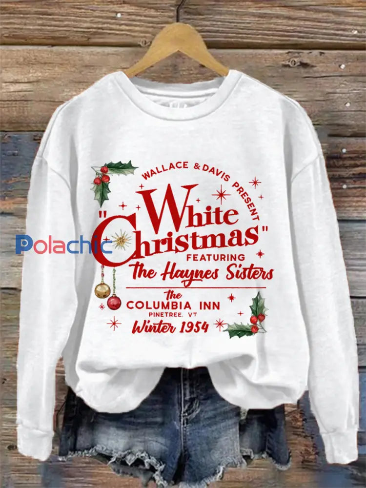 Sweat-shirt Décontracté Femme Blanc Imprimé Noël blanc / S
