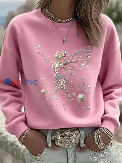 Sweat shirt Décontracté Femme Rose Imprimé Perle Rose / S