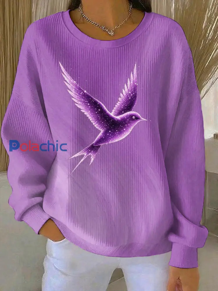 Sweat-shirt Décontracté Femme Violet Imprimé Art comme image / S