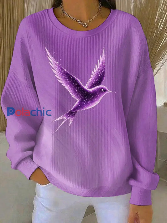 Sweat-shirt Décontracté Femme Violet Imprimé Art comme image / S