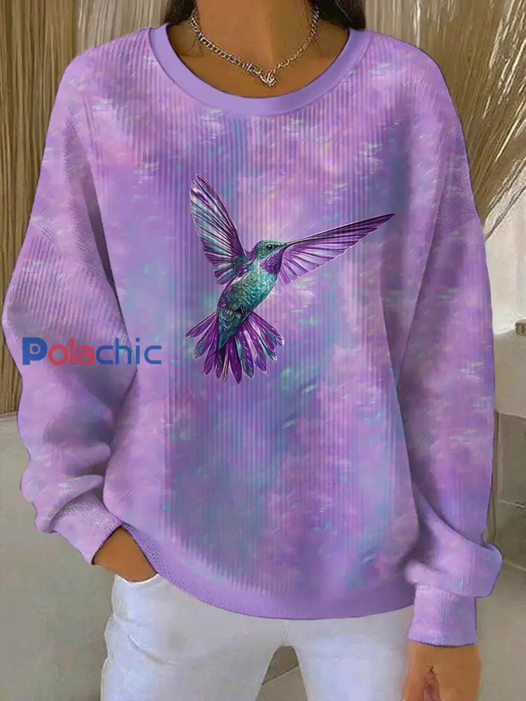Sweat-shirt Décontracté Femme Violet Imprimé Art comme image / S
