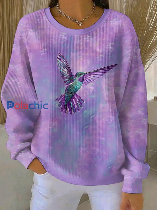 Sweat-shirt Décontracté Femme Violet Imprimé Art comme image / S