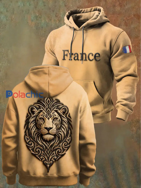 Sweat-shirt décontracté French Lion pour homme Kaki / S