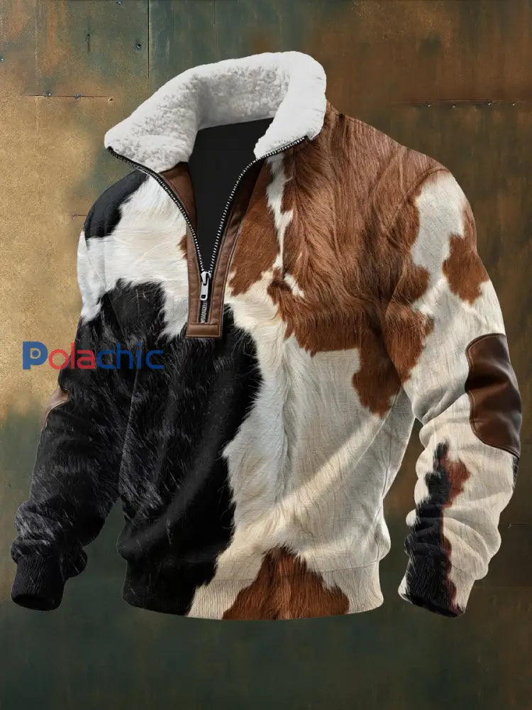 Sweat-shirt décontracté imprimé à motif de texture western rétro comme image / S