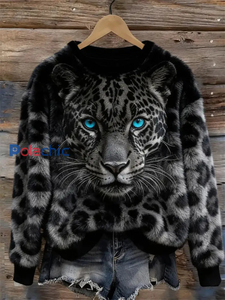 Sweat-shirt Décontracté Imprimé Animal Art Femme Noir / S