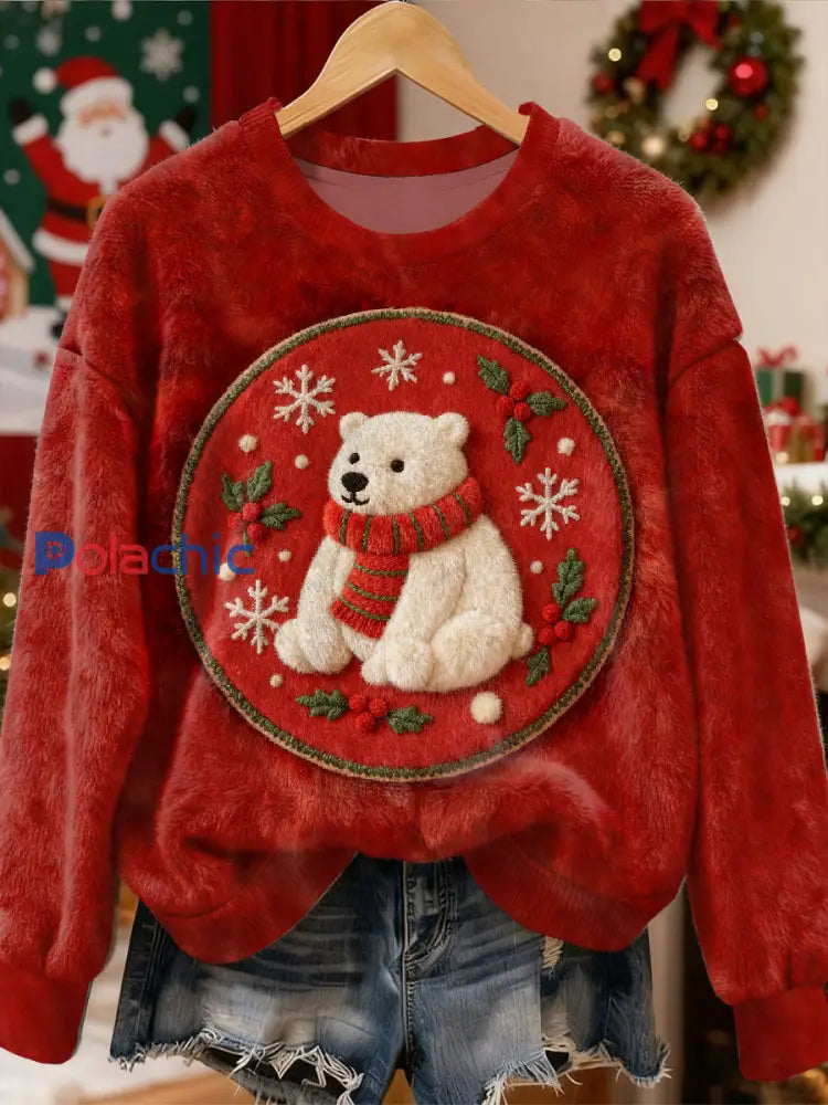 Sweat-shirt décontracté imprimé art de Noël pour femmes comme image / S