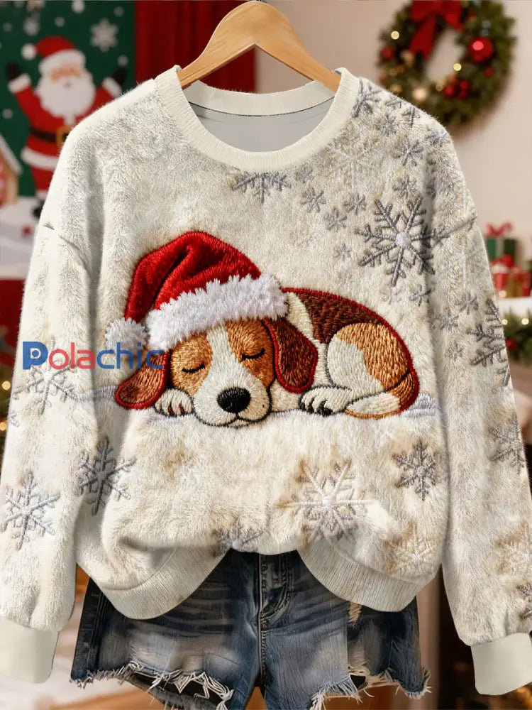 Sweat-shirt décontracté imprimé art de Noël pour femmes comme image / S