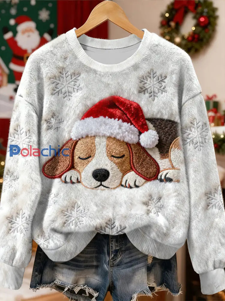 Sweat-shirt décontracté imprimé art de Noël pour femmes comme image / S