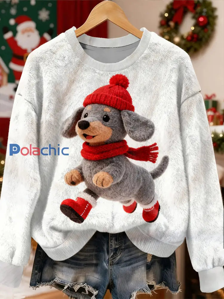 Sweat-shirt décontracté imprimé art de Noël pour femmes comme image / S