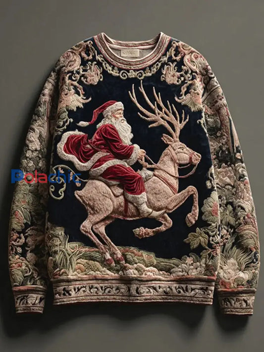 Sweat-shirt décontracté imprimé Père Noël pour hommes comme image / S