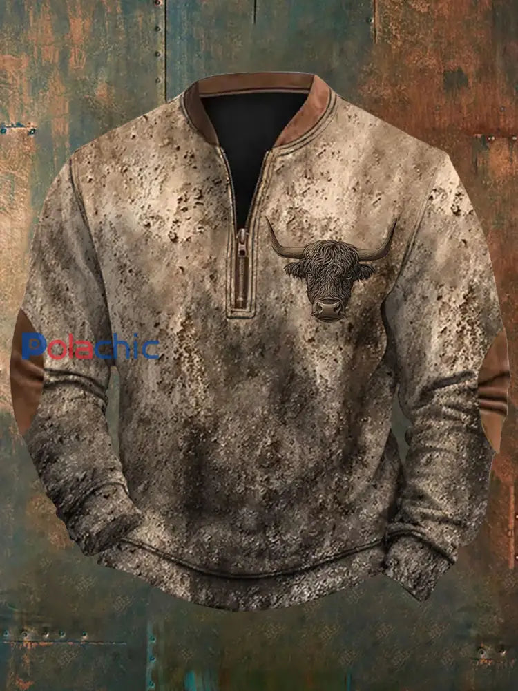 Sweat-shirt décontracté imprimé pour hommes Western Highland Cattle comme image / S