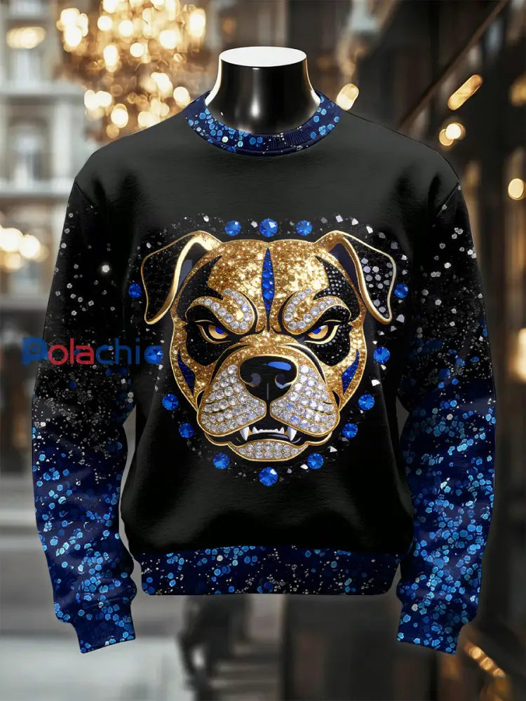 Sweat-shirt décontracté imprimé rétro luxueux pour hommes comme image / S