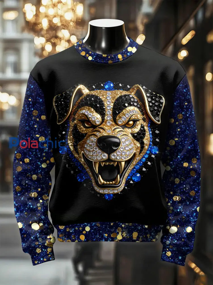 Sweat-shirt décontracté imprimé rétro luxueux pour hommes comme image / S