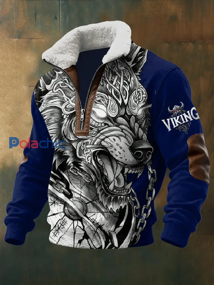 Sweat-shirt décontracté imprimé viking rétro comme image / S