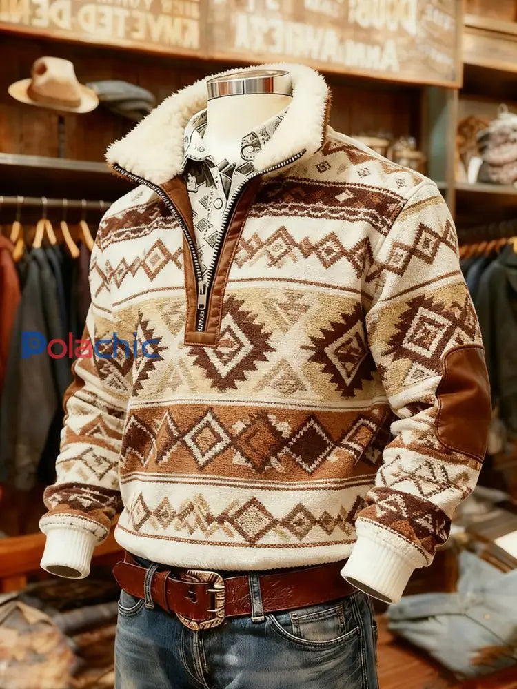 Sweat-shirt décontracté imprimé western vintage pour hommes comme image / S