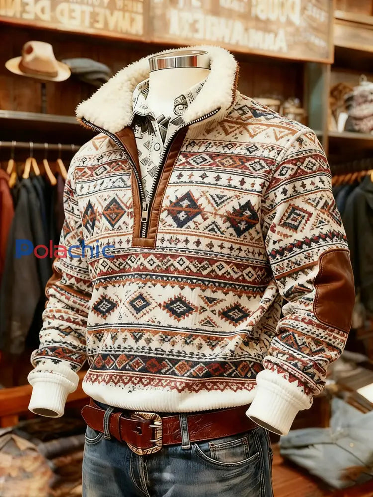Sweat-shirt décontracté imprimé western vintage pour hommes comme image / S