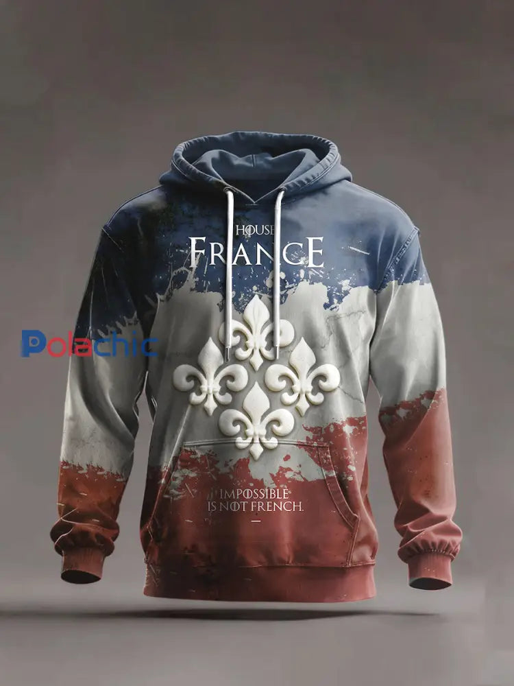 Sweat-shirt décontracté pour hommes drapeau français Multicolore / S