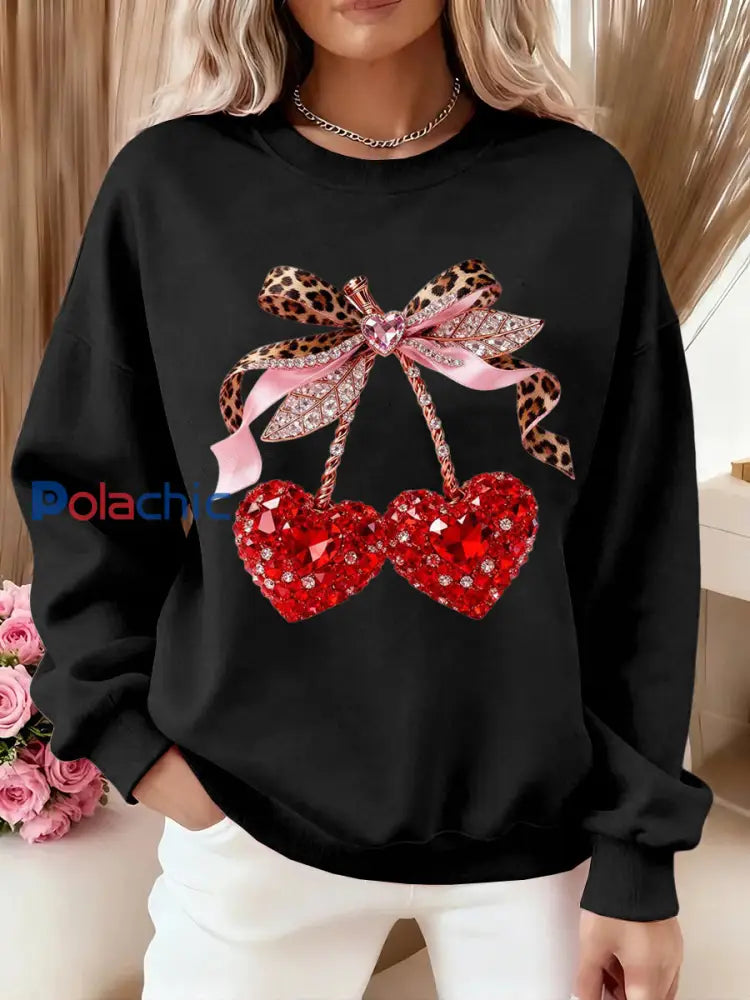 Sweat-shirt décontracté Valentin Femme Noir / S