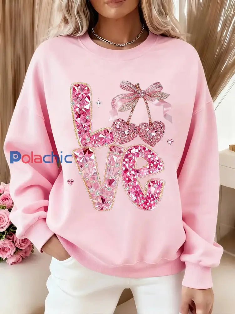 Sweat-shirt décontracté Valentin Femme Rose clair / S
