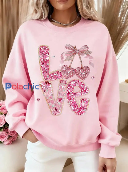 Sweat-shirt décontracté Valentin Femme Rose clair / S